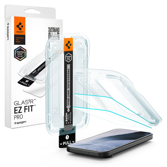 Spigen GlastR EZ FIT Pro schermbeschermfolie voor Google Pixel 11 Pro XL, gehard glas, full glue, set van 2 stuks AGL11485