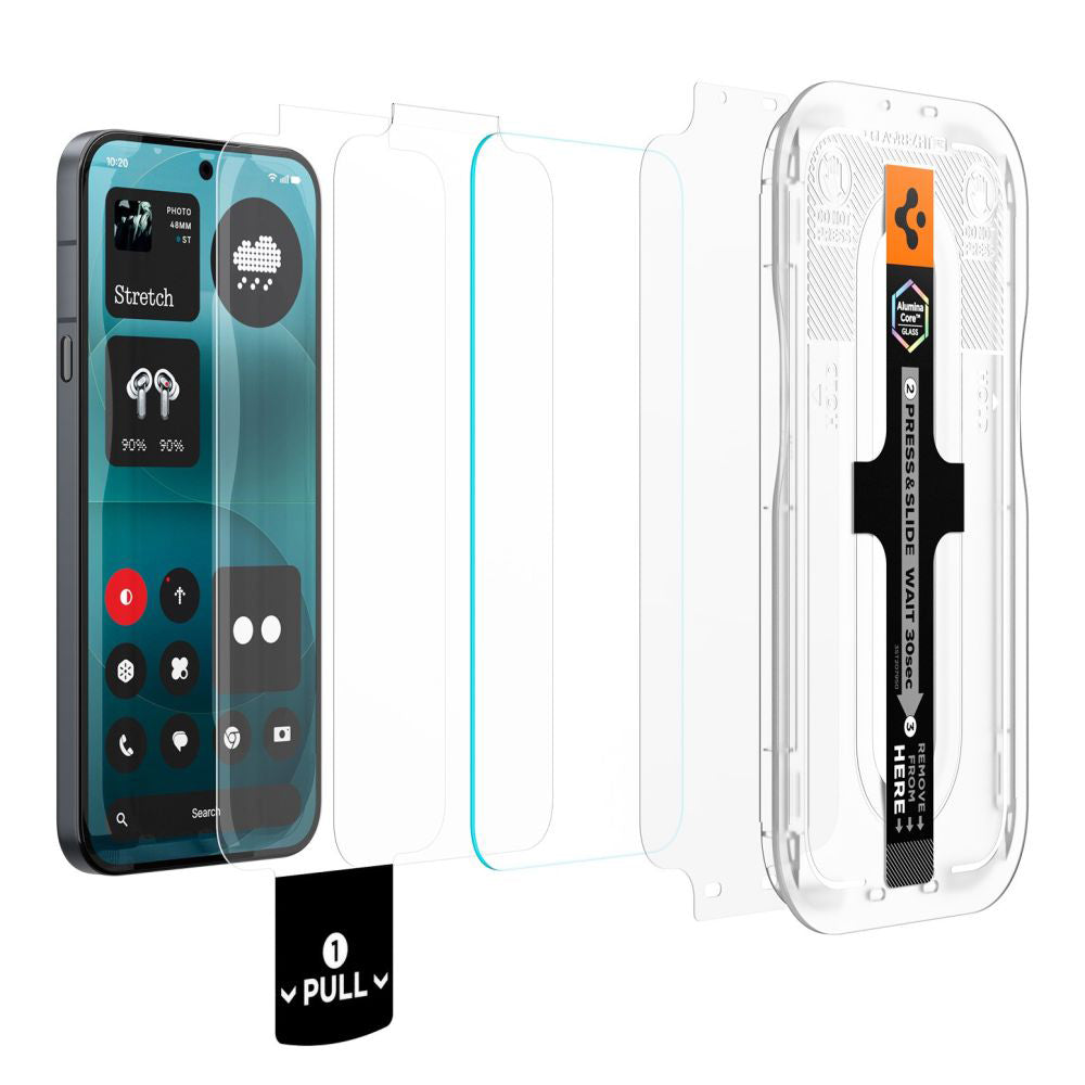 Spigen GlastR EZ FIT Pro schermbeschermfolie voor Nothing Phone (4a) Pro, gehard glas, full glue, set van 2 stuks AGL11681