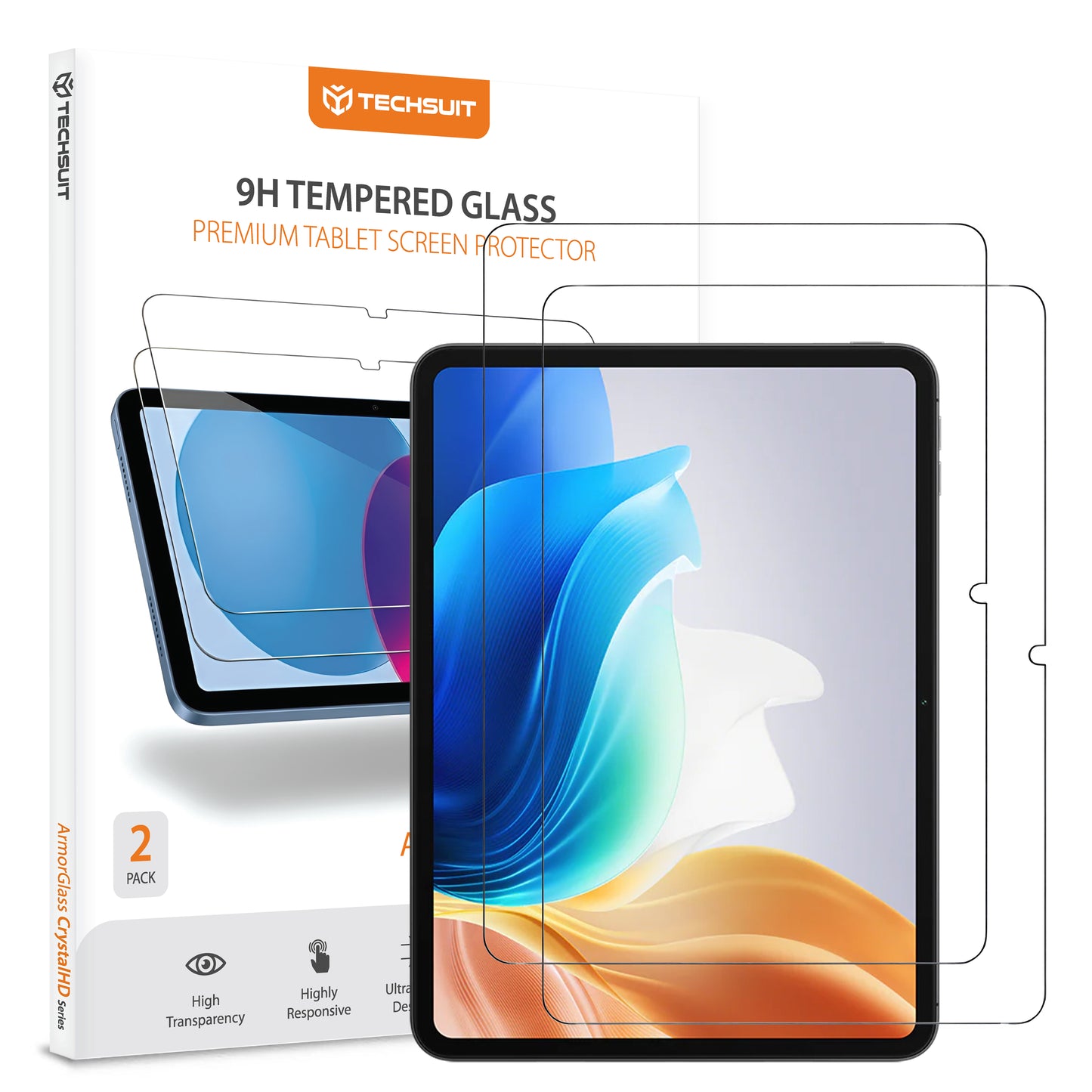 Beschermfolie Techsuit ArmorGlass CrystalHD voor Oppo Pad Air2 / Pad Neo / OnePlus Pad Go, Gehard Glas, Volledige Lijm, Set van 2 Stuks