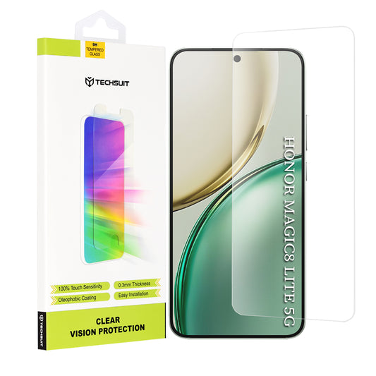 Beschermfolie Techsuit Clear Vision voor Honor Magic8 Lite, Gehard Glas, Volledige Lijm