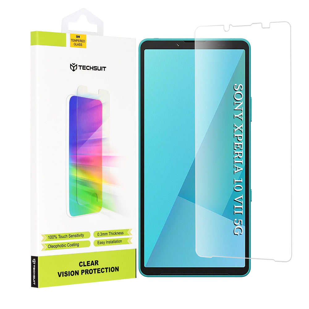 Techsuit Clear Vision schermbeschermfolie voor Sony Xperia 10 VII, gehard glas, volledige lijmlaag