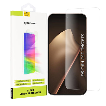 Beschermfolie Techsuit Clear Vision voor Xiaomi 15T Pro, Gehard Glas, Volledige Lijm, Transparant