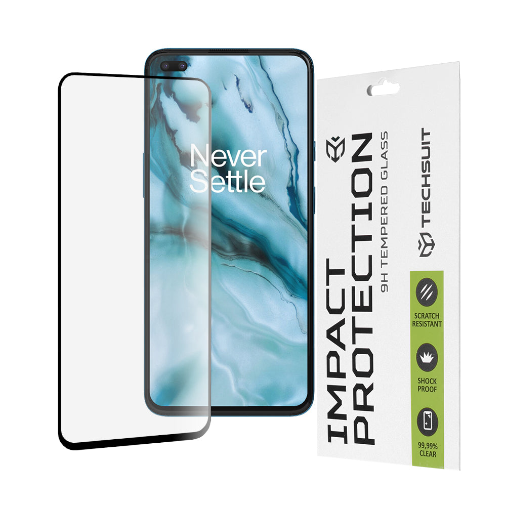 Techsuit M1 schermbeschermfolie voor OnePlus Nord, gehard glas, full glue, 111D, zwart