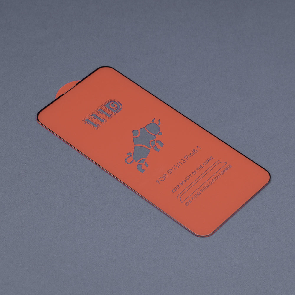 Techsuit M2 schermbeschermfolie voor Apple iPhone 17e / 16e / 14 / 13 Pro, gehard glas, full glue, 111D, zwart