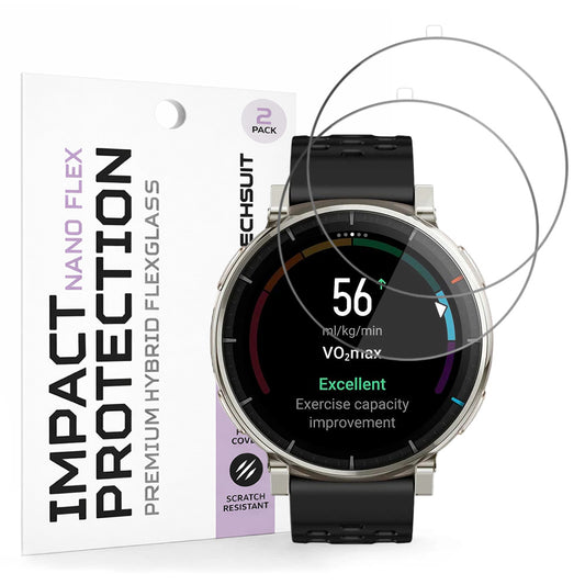 Beschermfolie Techsuit Nano Flex voor Amazfit Active 3 Premium, Plastic, Set van 2 stuks, Zwart