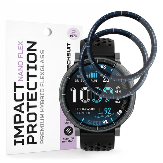 Beschermfolie Techsuit Nano Flex voor Amazfit Active Max, Plastic, Set van 2 stuks, Zwart