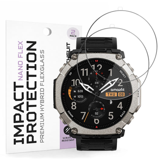 Beschermfolie Techsuit Nano Flex voor Amazfit T-Rex Ultra 2, Plastic, Set van 2 stuks, Zwart