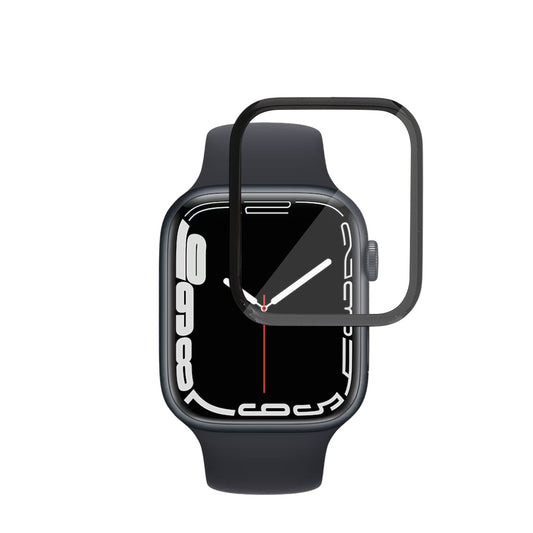 Beschermfolie Techsuit Nano Flex voor Apple Watch Series 9 / 8 / 7 41mm, Plastic, Set van 2 stuks, Zwart