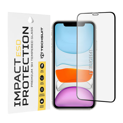 Techsuit schermbeschermfolie voor Apple iPhone 11 / XR, gehard glas, full glue, zwart