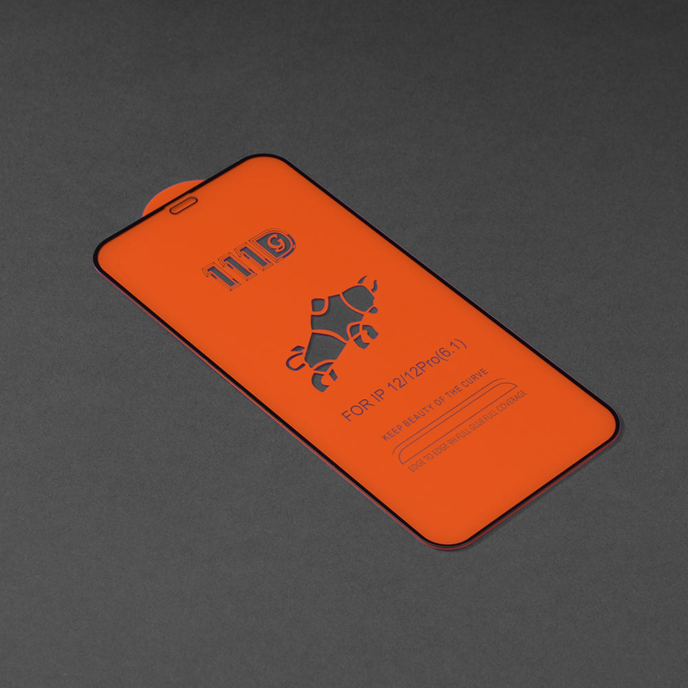 Techsuit schermbeschermfolie voor Apple iPhone 12 / 12 Pro, gehard glas, full glue, 111D, zwart