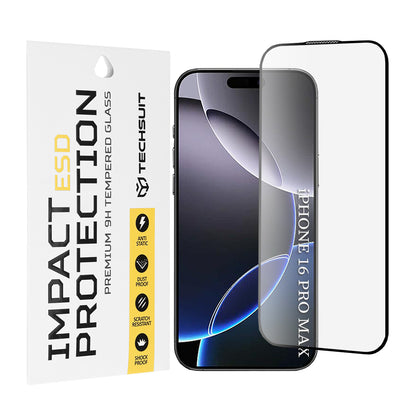 Techsuit schermbeschermfolie voor Apple iPhone 16 Pro Max, gehard glas, full glue, zwart