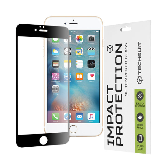 Techsuit schermbeschermfolie voor Apple iPhone 6s Plus / 6 Plus, gehard glas, full glue, 111D, zwart