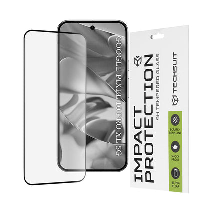 Techsuit schermbeschermfolie voor Google Pixel 10 Pro XL, gehard glas, full glue, 111D, zwart