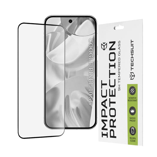 Techsuit schermbeschermfolie voor Google Pixel 10, gehard glas, full glue, 111D, zwart