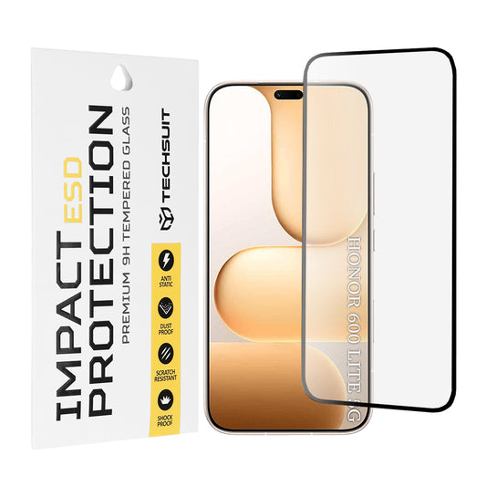 Beschermfolie Techsuit Scherm voor Honor 600 Lite, Gehard Glas, Volledige Lijm, Zwart