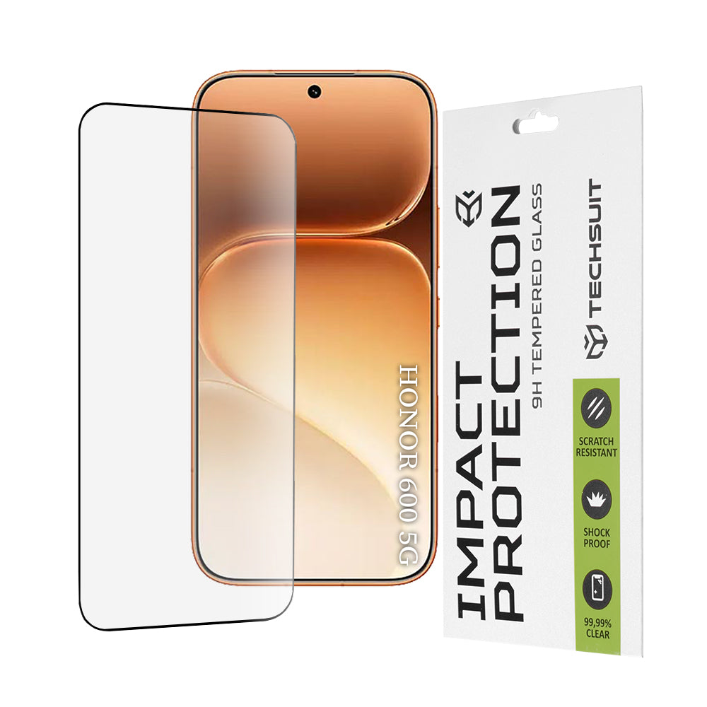 Techsuit schermbeschermfolie voor Honor 600 Pro / 600, gehard glas, full glue, 111D, zwart