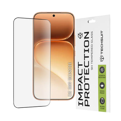 Techsuit schermbeschermfolie voor Honor 600 Pro / 600, gehard glas, full glue, 111D, zwart