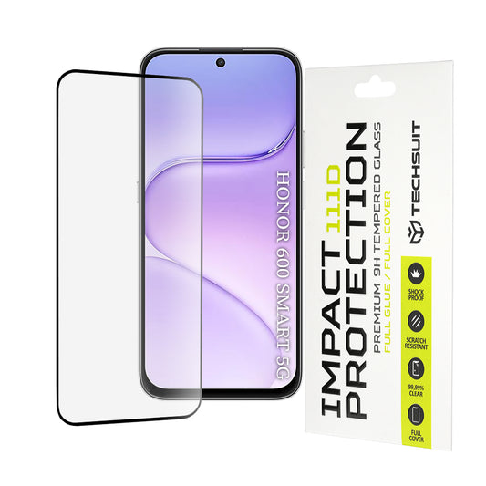 Techsuit schermbeschermfolie voor Honor 600 Smart, gehard glas, full glue, 111D, zwart