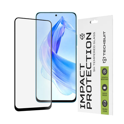 Techsuit schermbeschermfolie voor Honor 90 Lite, gehard glas, full glue, 111D, zwart