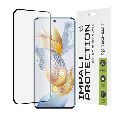 Techsuit schermbeschermfolie voor Honor 90, gehard glas, full glue, 111D, zwart