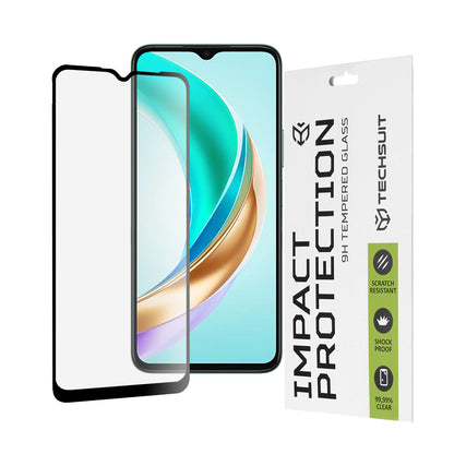 Techsuit schermbeschermfolie voor Honor X6b, gehard glas, full glue, 111D, zwart