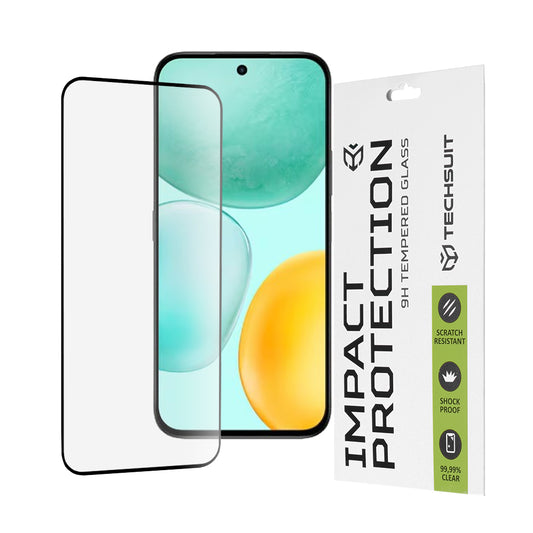 Techsuit schermbeschermfolie voor Honor X6c, gehard glas, full glue, 111D, zwart