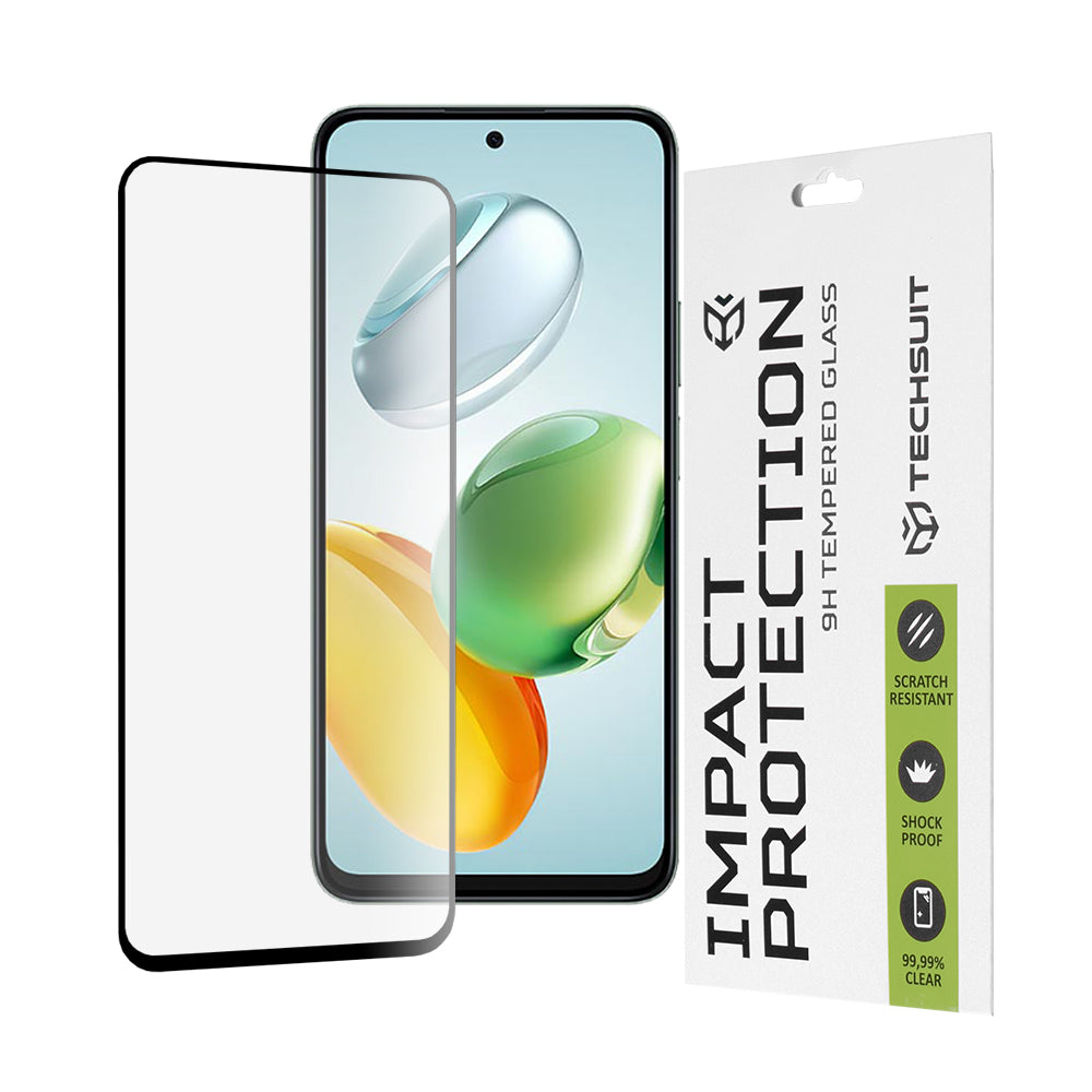 Techsuit Screen Protector Film for Honor X7c / 200 Smart, Tempered Glass, Full Glue, 111D, Black