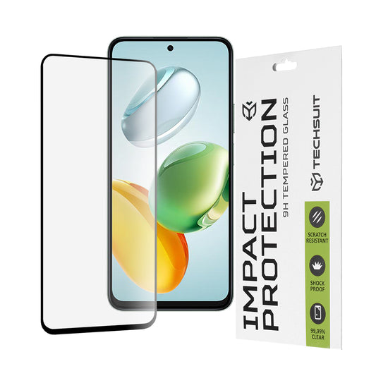 Techsuit schermbeschermfolie voor Honor X7c / 200 Smart, gehard glas, full glue, 111D, zwart