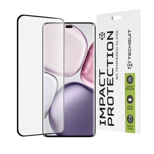Techsuit schermbeschermfolie voor Honor X9c / Magic7 Lite, gehard glas, full glue, 111D, zwart