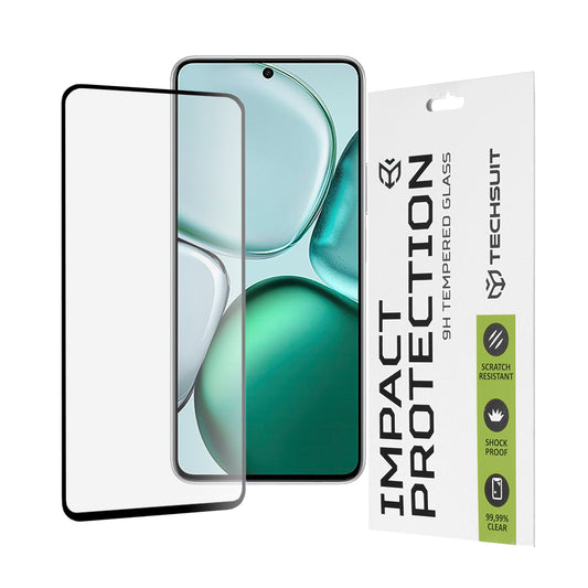Techsuit schermbeschermfolie voor Honor X9c Smart, gehard glas, full glue, 111D, zwart