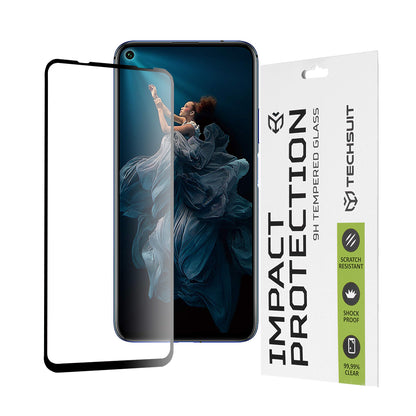 Techsuit schermbeschermfolie voor Huawei Mate 30 Lite / nova 5T / Honor 20 / 20 Pro, gehard glas, full glue, 111D, zwart