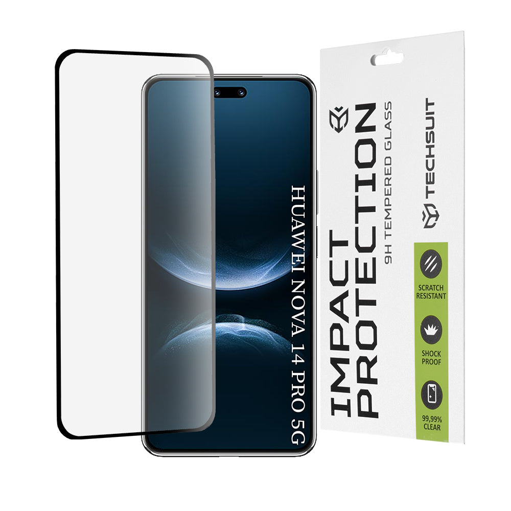 Techsuit schermbeschermfolie voor Huawei nova 14 Pro, Gehard Glas, Volledige Lijm, 111D, Zwart