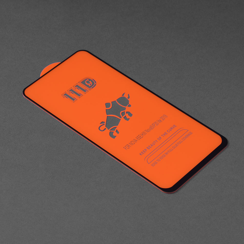 Techsuit schermbeschermfolie voor Huawei P40 lite 4G / P20 lite (2019), gehard glas, full glue, 111D, zwart