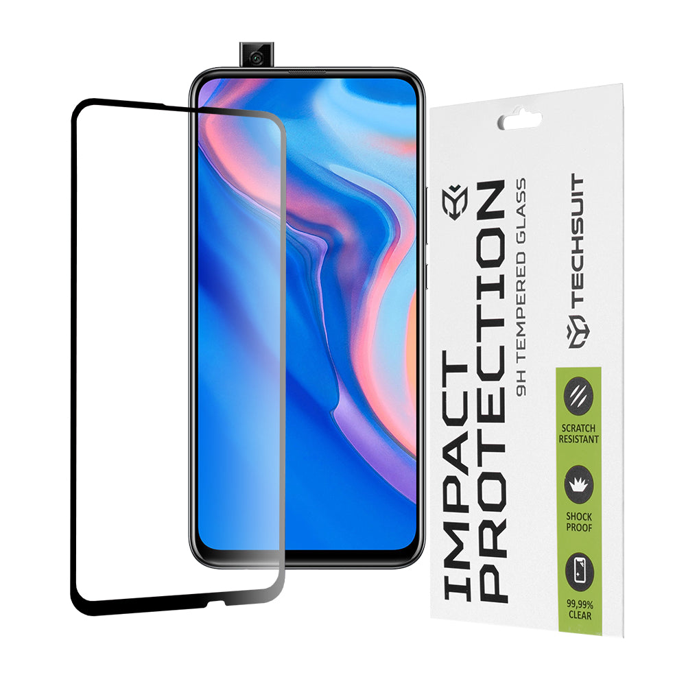 Techsuit schermbeschermfolie voor Huawei Y9 Prime (2019) / P Smart Z, gehard glas, full glue, 111D, zwart