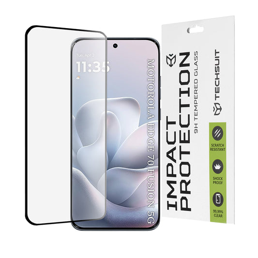 Beschermfolie Techsuit Scherm voor Motorola Edge 70 Fusion, Gehard Glas, Volledige Lijm, 111D, Zwart