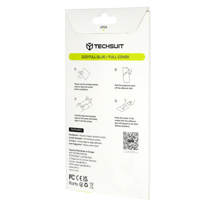 Techsuit schermbeschermfolie voor Motorola Edge 70 Max, gehard glas, full glue, 111D, zwart
