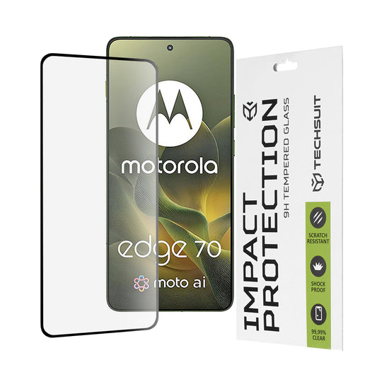 Beschermfolie Techsuit Scherm voor Motorola Edge 70, Gehard Glas, Volledige Lijm, 111D, Zwart