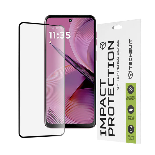 Techsuit schermbeschermfolie voor Motorola Moto G55, gehard glas, full glue, 111D, zwart