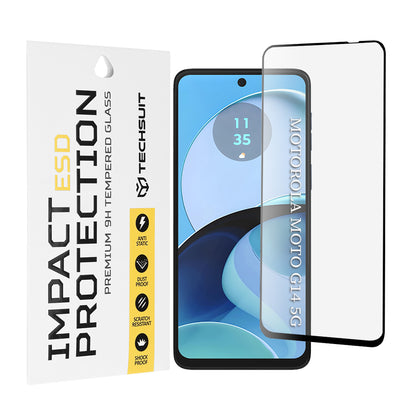 Techsuit schermbeschermfolie voor Motorola Moto G64 / G54 Power Edition / G14 / G54, gehard glas, full glue, zwart