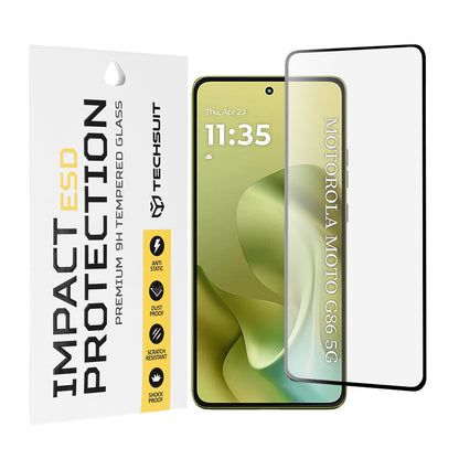 Techsuit schermbeschermfolie voor Motorola Moto G86 Power / G86, gehard glas, full glue, zwart
