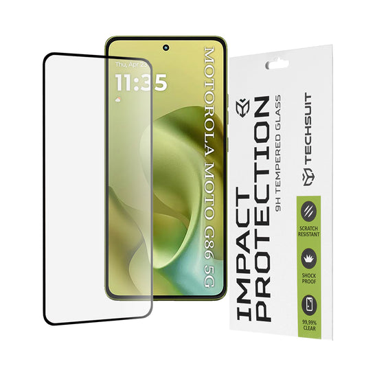 Techsuit schermbeschermfolie voor Motorola Moto G86, gehard glas, full glue, 111D, zwart