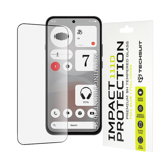 Techsuit schermbeschermfolie voor Nothing Phone (4b), gehard glas, full glue, 111D, zwart