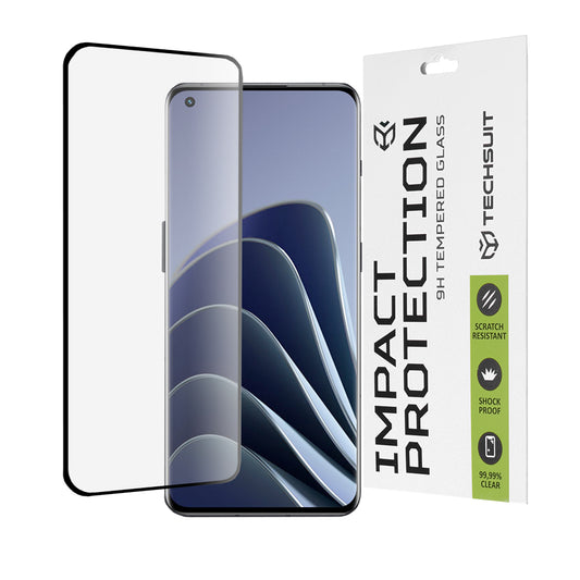 Techsuit schermbeschermfolie voor OnePlus Ace 2 Pro / Ace 2 / 11R / 11 / 10 Pro, gehard glas, full glue, 111D, zwart