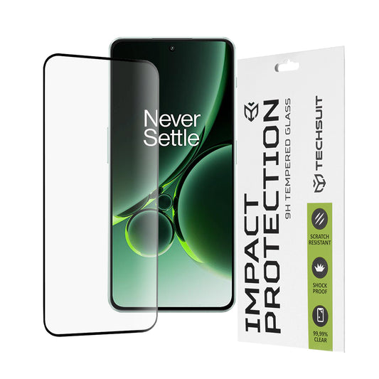 Techsuit schermbeschermfolie voor OnePlus Nord 3, gehard glas, full glue, 111D, zwart