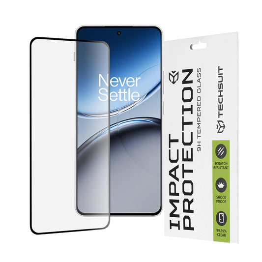 Techsuit schermbeschermfolie voor OnePlus Nord 4, gehard glas, full glue, 111D, zwart
