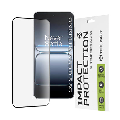 Techsuit schermbeschermfolie voor OnePlus Nord 5, gehard glas, full glue, 111D, zwart