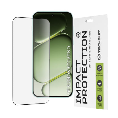Techsuit schermbeschermfolie voor OnePlus Nord 6, gehard glas, full glue, 111D, zwart