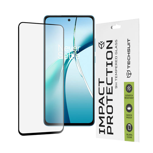 Techsuit schermbeschermfolie voor OnePlus Nord CE4 Lite, gehard glas, full glue, 111D, zwart