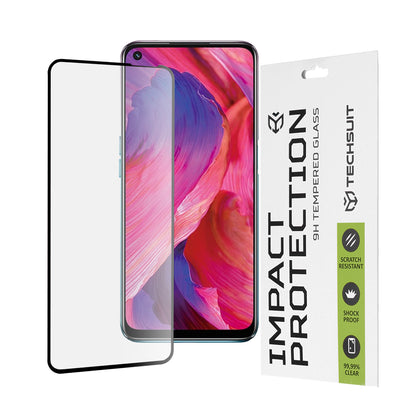 Techsuit schermbeschermfolie voor OnePlus Nord N200 5G / Oppo A74 5G / A54 5G, gehard glas, full glue, 111D, zwart