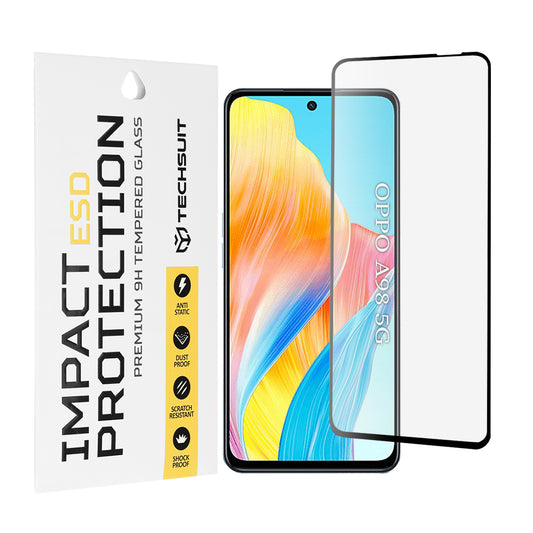 Techsuit schermbeschermfolie voor OnePlus Nord N30 SE / Oppo A79 / A98 / A58 4G, gehard glas, full glue, zwart